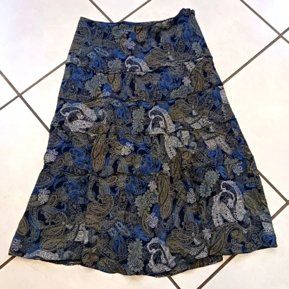 Jones New York Silk Paisley Tiered Skirt